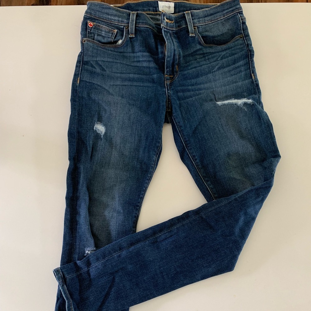 Distressed Hudson stretch denim jeans